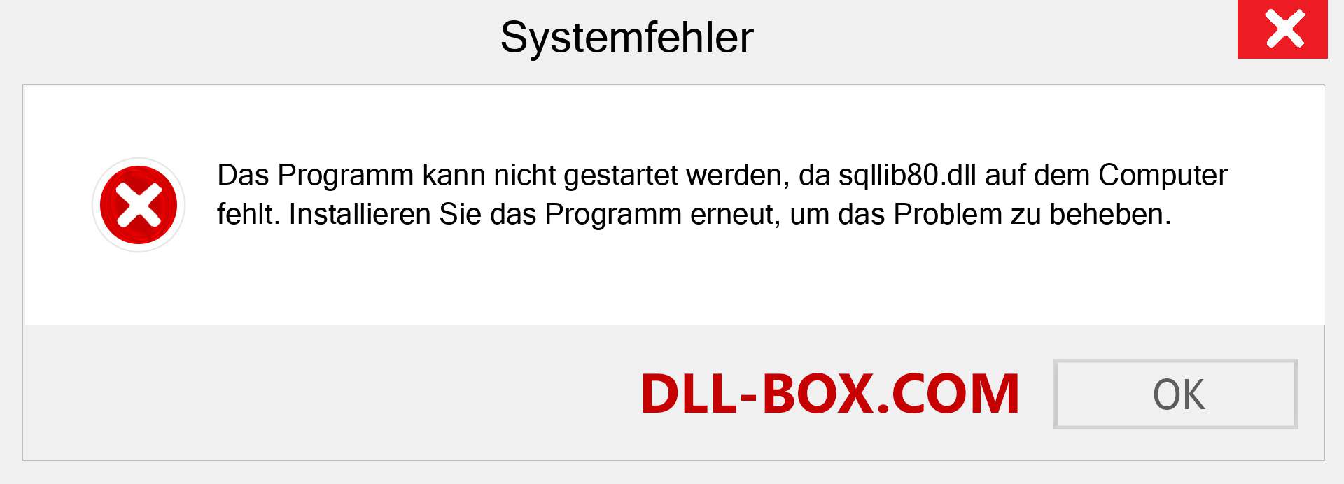 sqllib80.dll-Datei fehlt?. Download für Windows 7, 8, 10 - Fix sqllib80 dll Missing Error unter Windows, Fotos, Bildern